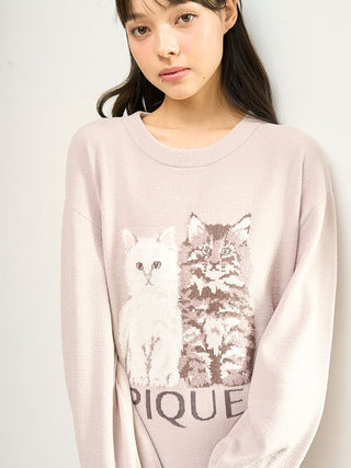 Airy Moco Twin Cats Jacquard Dress