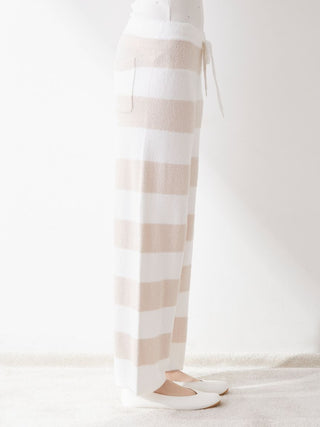 Smoothie 2 Border Long Loungewear Pants in beige, Women's Loungewear Pants Pajamas & Sleep Pants at Gelato Pique USA