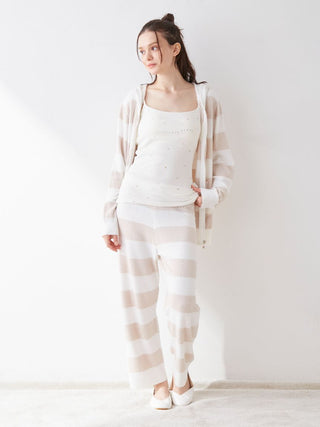 Smoothie 2 Border Long Loungewear Pants in beige, Women's Loungewear Pants Pajamas & Sleep Pants at Gelato Pique USA
