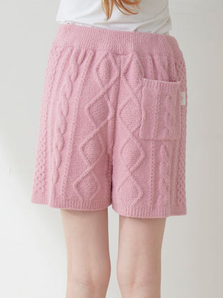 [Sweet] Aran Women's Soft Knit Lounge Shorts in Pink, Women's Loungewear Shorts at Gelato Pique USA.