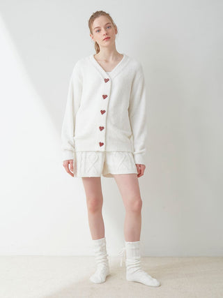 [Sweet] Aran Women's Soft Knit Lounge Shorts in Off White, Women's Loungewear Shorts at Gelato Pique USA.