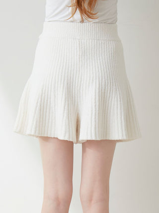 Flared Ribbed Lounge Shorts in off-white, Women's Loungewear Shorts at Gelato Pique USA.