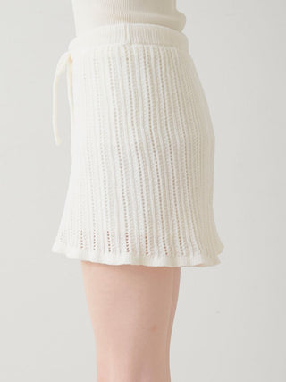 White crochet shorts by Gelato Pique, featuring vertical ribbing for a stylish and snug fit.