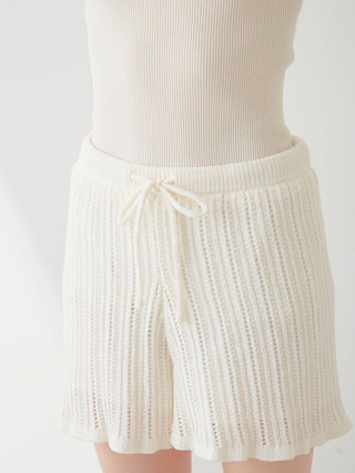 Alt Tag: White crochet shorts with vertical ribbing by Gelato Pique, showcasing comfortable and stylish design.