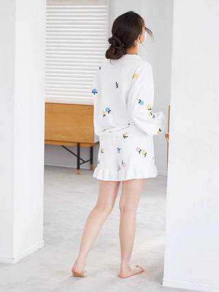 Air Moco Small Flower Lounge Shorts in Off White, Women's Loungewear Shorts at Gelato Pique USA