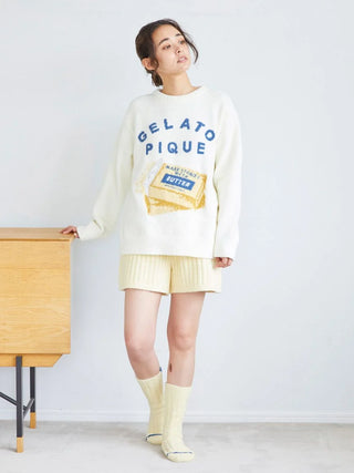 Souffle Butter-Themed Lounge Shorts in YELLOW, Women's Loungewear Shorts at Gelato Pique USA.