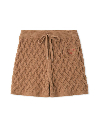 Souffle Pie Waffle Knit Lounge Shortsin BROWN, Women's Loungewear Shorts at Gelato Pique USA.