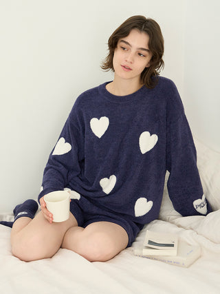 Hot Smoothie Heart JQD Lounge Shorts in Navy, Women's Loungewear Shorts at Gelato Pique USA