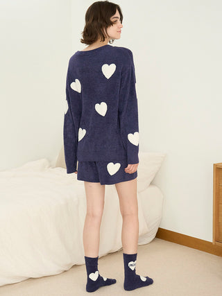 Hot Smoothie Heart JQD Lounge Shorts in Navy, Women's Loungewear Shorts at Gelato Pique USA