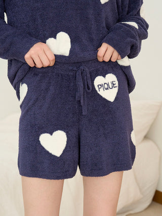 Hot Smoothie Heart JQD Lounge Shorts in Navy, Women's Loungewear Shorts at Gelato Pique USA