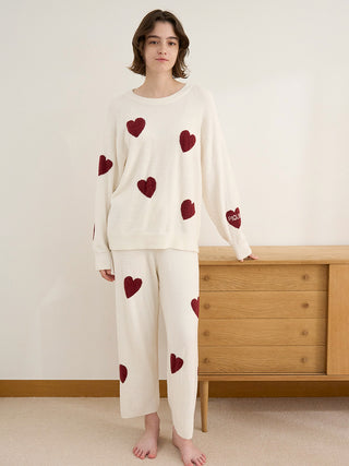 Hot Smoothie Heart JQD Lounge Pants in Off White, Women's Loungewear Pants Pajamas & Sleep Pants at Gelato Pique USA