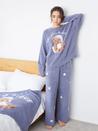 Star Jacquard Lounge Pants in Navy, Women's Loungewear Pants Pajamas & Sleep Pants at Gelato Pique USA