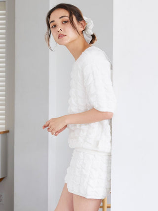 Bubble Moco Fleece Shorts in OFF WHITE, Women's Loungewear Shorts at Gelato Pique USA.