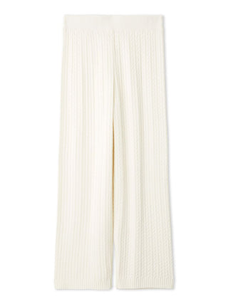 Smoothie Aran Knit Lounge Pants in Off White, Women's Loungewear Lounge Pants at Gelato Pique USA