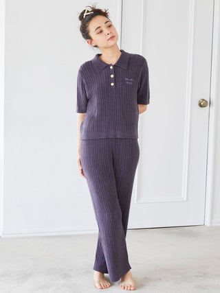 Smoothie Aran Knit Lounge Pants in Navy, Women's Loungewear Lounge Pants at Gelato Pique USA