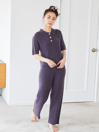 Smoothie Aran Knit Lounge Pants in Navy, Women's Loungewear Lounge Pants at Gelato Pique USA