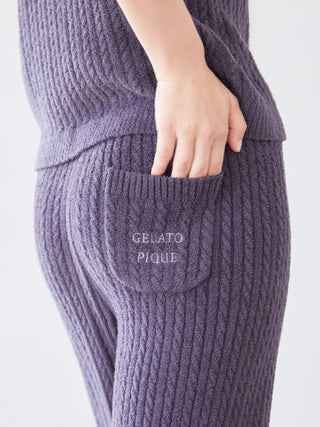 Smoothie Aran Knit Lounge Pants in Navy, Women's Loungewear Lounge Pants at Gelato Pique USA