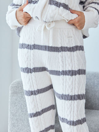 Baby Moco Aran Border Lounge Pants with cable knit and stripes