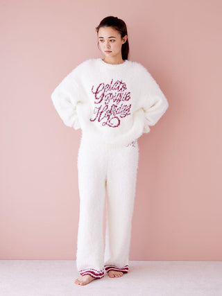 HOLIDAY Feather Lounge Pants in Off White, Women's Loungewear Pajama Pants & Sleep Pants at Gelato Pique USA