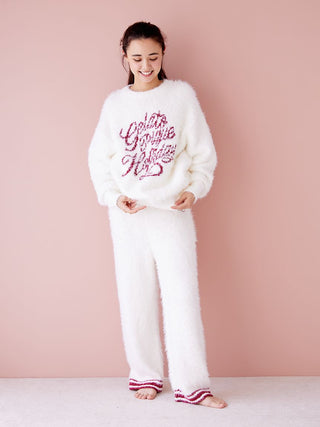 HOLIDAY Feather Lounge Pants in Off White, Women's Loungewear Pajama Pants & Sleep Pants at Gelato Pique USA