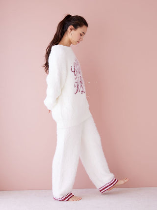 HOLIDAY Feather Lounge Pants in Off White, Women's Loungewear Pajama Pants & Sleep Pants at Gelato Pique USA