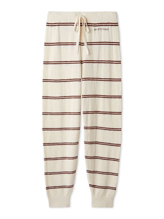 Hot Smoothie Drawstring Striped Knit Lounge Pants in Off White, Women's Loungewear Pants Pajamas & Sleep Pants at Gelato Pique USA