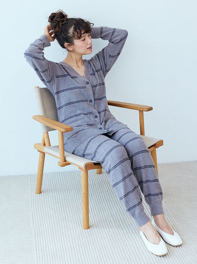 Hot Smoothie Drawstring Striped Knit Lounge Pants gelato pique