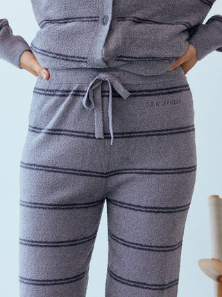 Hot Smoothie Drawstring Striped Knit Lounge Pants in Dark Gray, Women's Loungewear Pants Pajamas & Sleep Pants at Gelato Pique USA