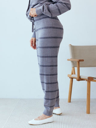 Hot Smoothie Drawstring Striped Knit Lounge Pants in Dark Gray, Women's Loungewear Pants Pajamas & Sleep Pants at Gelato Pique USA