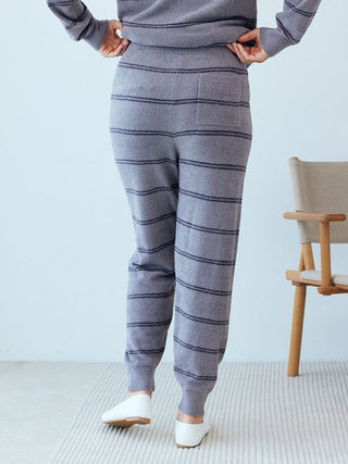 Hot Smoothie Drawstring Striped Knit Lounge Pants in Dark Gray, Women's Loungewear Pants Pajamas & Sleep Pants at Gelato Pique USA