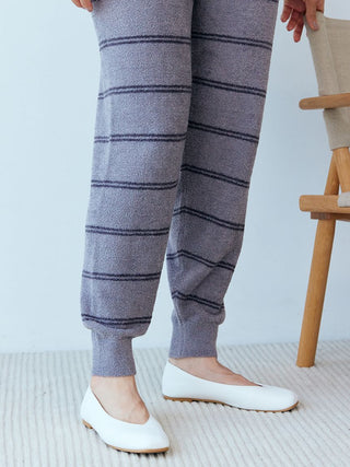 Hot Smoothie Drawstring Striped Knit Lounge Pants in Dark Gray, Women's Loungewear Pants Pajamas & Sleep Pants at Gelato Pique USA