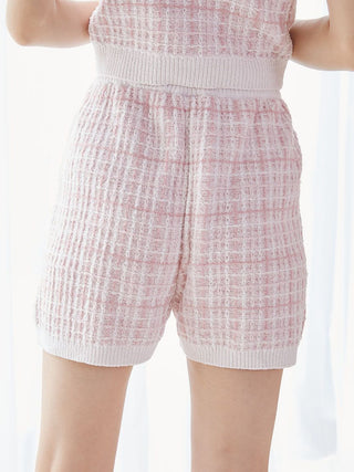 Tweed-Like Lounge Shorts in Pink, Women's Loungewear Shorts at Gelato Pique USA