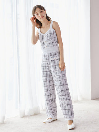 Tweed-Like Lounge Pants in Blue, Women's Loungewear Pants Pajamas & Sleep Pants at Gelato Pique USA