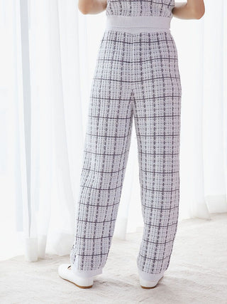 Tweed-Like Lounge Pants in Blue, Women's Loungewear Pants Pajamas & Sleep Pants at Gelato Pique USA