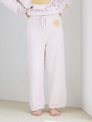 Cozy Powder Biscuit Embroidered Lounge Pants in soft plush fabric, perfect for casual wear and home comfort.