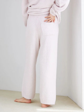 Back view of Powder Biscuit Embroidered Lounge Pants in soft fabric, ideal for home wear, by Gelato Pique.