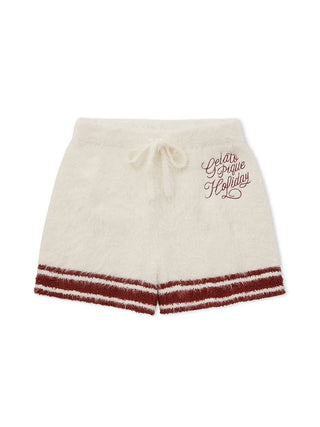 Feather Lounge Shorts with festive design and elastic waistband, perfect for cozy holiday relaxation.