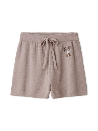 Cozy panda embroidered jacquard lounge shorts by Gelato Pique USA, ultra-soft and stylish for comfortable lounging or sleeping.