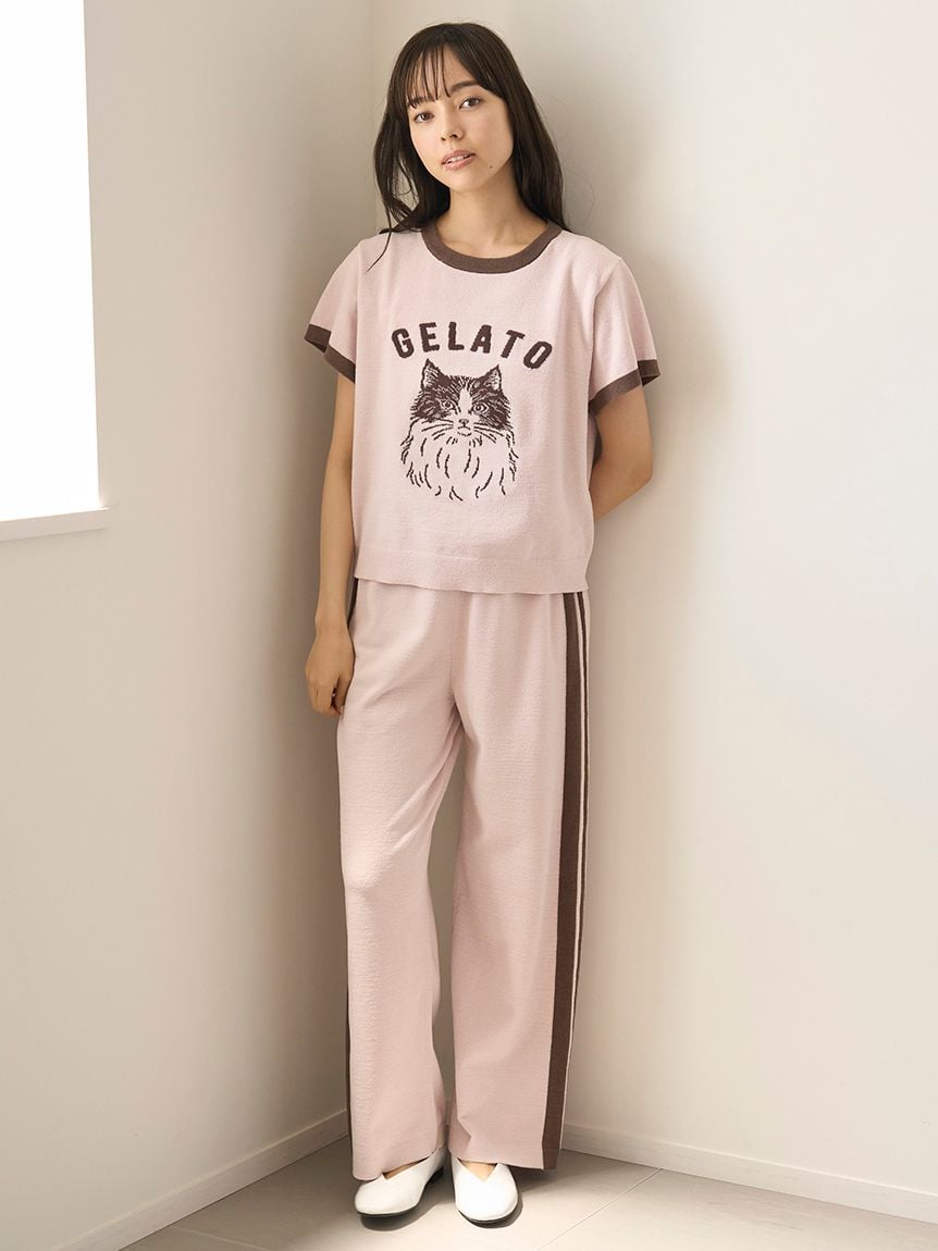 Airy Moco Sporty Border Long Pants