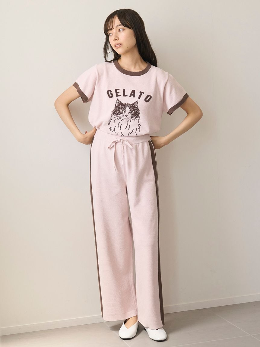 Airy Moco Sporty Border Long Pants