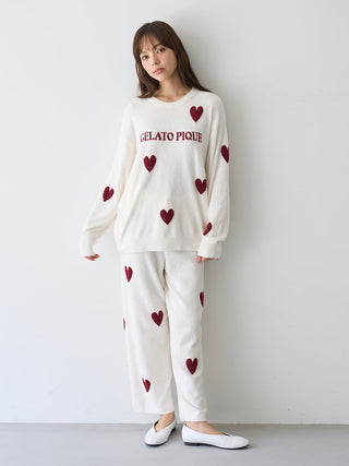 Warm Smoothie Heart Jacquard Long Pants