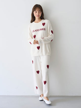 Warm Smoothie Heart Jacquard Long Pants