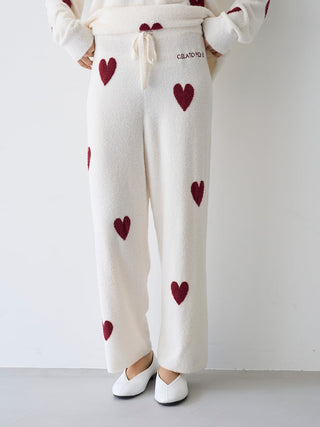 Warm Smoothie Heart Jacquard Long Pants