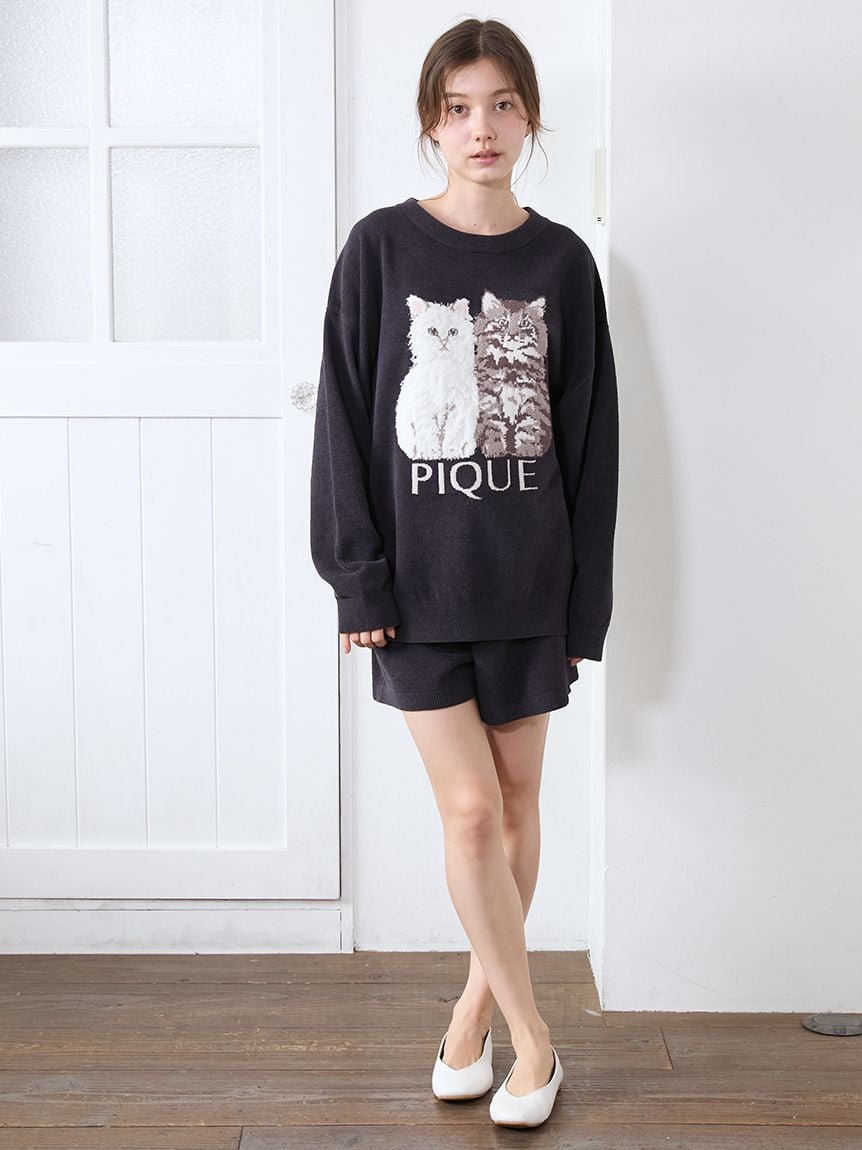 Airy Moco Twin Cats Shorts