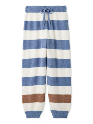 Gelato Pique Baby Moco Striped Cozy Pants in blue, front view