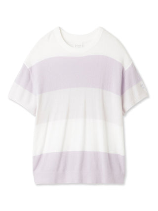 Smoothie Lite 3 Striped Short-Sleeved Pullover in Lavender , Women's Pullover Sweaters at Gelato Pique USA