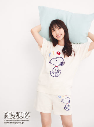  SNOOPY PEANUTS Oversized Loungewear Tops in off-white , Women's Pullover Sweaters at Gelato Pique USA