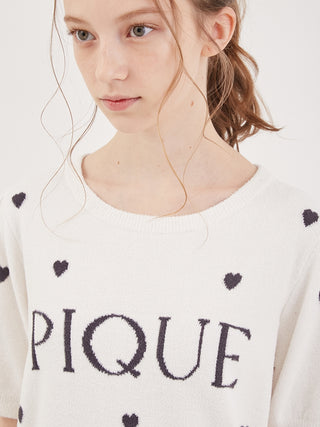 Heart Logo Short-Sleeved Pullover in off-white, Women's Pullover Sweaters at Gelato Pique USA
