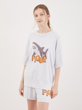   COOL Shark Oversized Loungewear Tops in Blue , Women's Pullover Sweaters at Gelato Pique USA