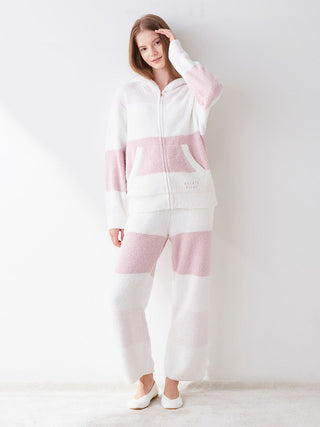 Baby Moco 3 striped Zip Up Hoodie Loungewear in pink, Hoodie Loungewear at Gelato Pique USA